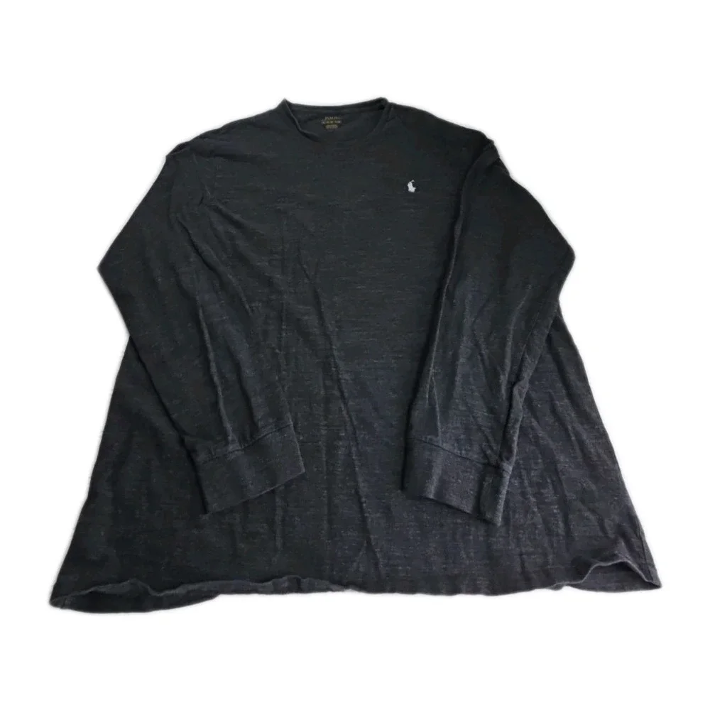 Polo Ralph Lauren Long Sleeve T Shirt Mens Size‎ 2XL Heathered BLACK WHITE Pony